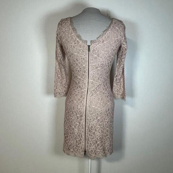Diane Von Furstenberg Zarita Dress Women’s Size 4 Ballet Lined Lace Beige Pink - Picture 5 of 14